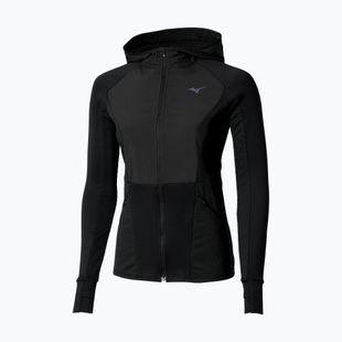 Giacca da running donna Mizuno Active Warm Hybrid Full Zip Hooded nero