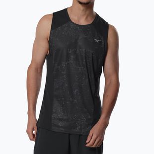Canotta running uomo Mizuno Active DryAeroFlow Graphic Tank Top black/gray
