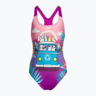 Speedo Costume da bagno intero per bambini con stampa digitale dolce taro/azzurro/turchese