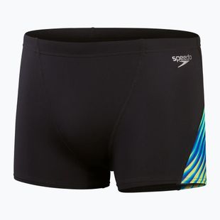 Speedo Uomo Allover Digital V-Cut Aquashort boxer da bagno nero/cobalto vero