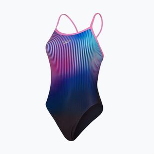 Speedo Placement Digital Turnback costume da bagno intero nero/rosa kiki/blu picton