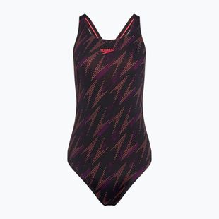Costume intero Speedo HyperBoom Allover Medalist nero/plum dandy/siren red