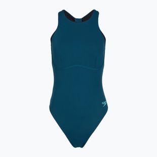 Costume da bagno intero donna Speedo Racer Zip with Built in Swim Bra dark teal