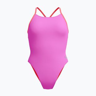 Costume da bagno intero da donna Speedo Solid Lattice Tie-Back neon violet