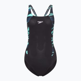 Costume intero Speedo da donna HyperBoom Splice Muscleback verde scuro