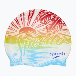 Speedo Cuffia in silicone stampato arancio vulcanico speedo sunset