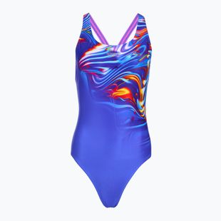 Costume da bagno intero da donna Speedo Placement Digital Powerback molten blend/cobalt pop