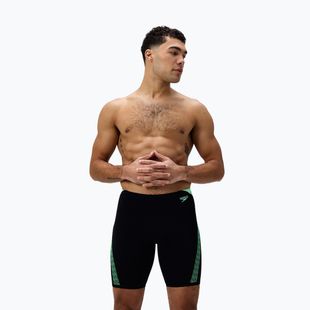 Speedo Hyper Boom Splice, costume da bagno da uomo nero/alfa verde