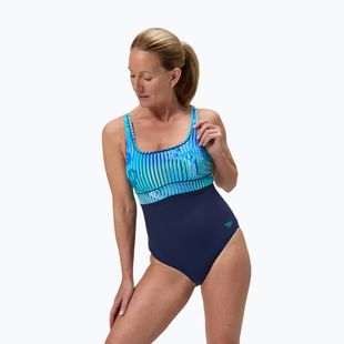 Costume da bagno intero da donna Speedo Shaping Contour Eclipse Printed turquoise gem