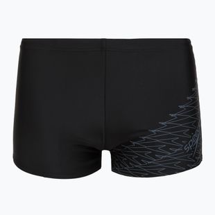 Speedo Medley Logo Aquashort boxer nuoto uomo nero/grigio piombo