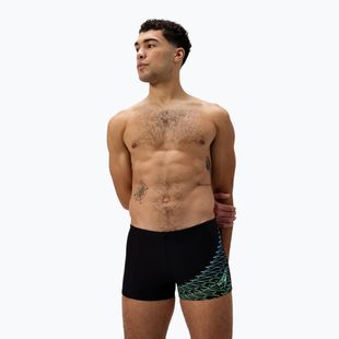 Speedo Medley Logo Aquashort boxer nuoto uomo nero/alfa verde
