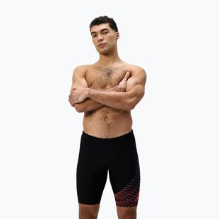 Speedo Medley Logo Swim Jammer Uomo nero/neon corall