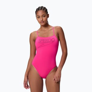 Costume intero da donna Speedo Endurance+ Logo Thin Strap margarita pink