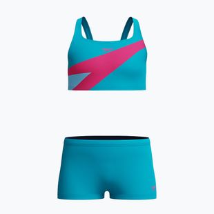 Costume da bagno a due pezzi per bambini Speedo Hyperboom Butterfly Back mayan blue/margarita pink