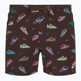 Pantaloncini da bagno Nike Multi Print 5" Volley da uomo, marrone barocco