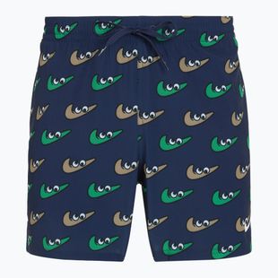 Pantaloncini da bagno Nike Multi Print 5" Volley da uomo, mezzanotte marina