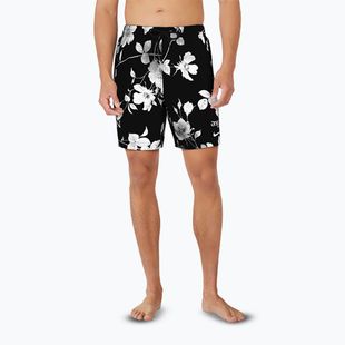 Pantaloncini da bagno Nike Fine Floral 7" Volley da uomo, nero