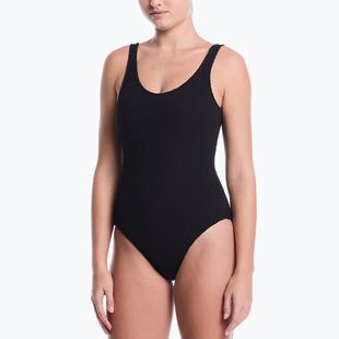 Costume da bagno intero da donna Nike Shoreline Pucker Scoop Neck black