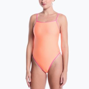Costume da bagno intero da donna Nike Ocean Bound Ripple Texture Square Neck pink glow