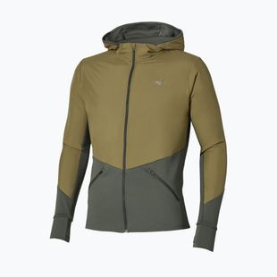 Giacca da corsa da uomo Mizuno Active Warmalite Hybrid Full Zip Hooded Long Sleeve Top forest night