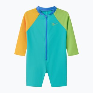 Costume da bagno intero bambino Speedo Colorblock Zip LS aqua breeze