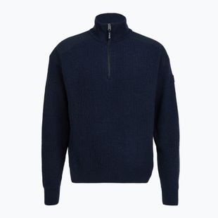 Maglione da uomo Dovre Ribbed Knit Half Zip navy
