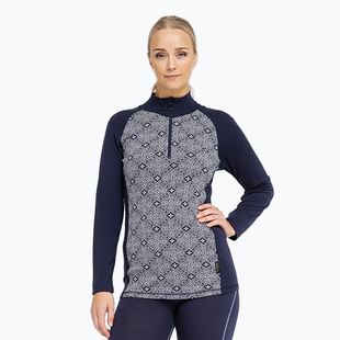 Felpa termica donna Dovre Wool Organic Half Zip navy
