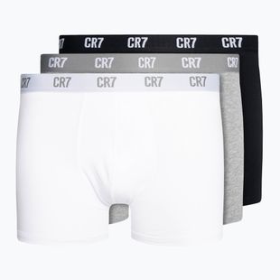 Boxer CR7 Basic Trunk da uomo 3 paia bianco/grigio melange/nero