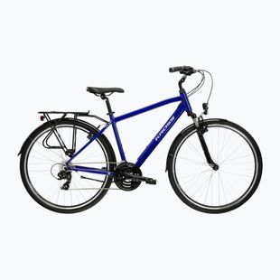 Bicicletta trekking da uomo KROSS Trans 1.0 navy blue/silver/gloss