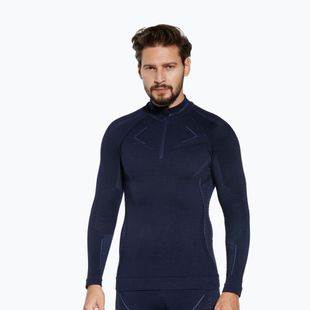 Felpa termica da uomo Brubeck Extreme Merino 1/3 Zip navy