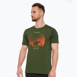 T-shirt termica da uomo Brubeck SS1265 Outdoor Wool Pro verde scuro