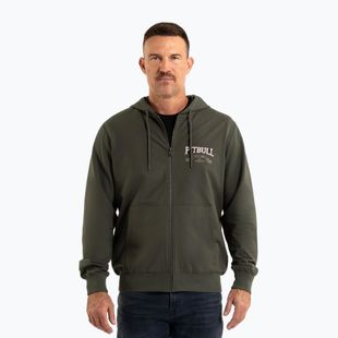 Felpa con cappuccio e zip Pitbull Troublemaker da uomo, verde antico