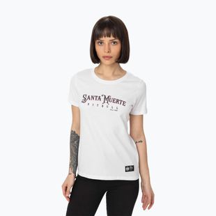 Maglietta Pitbull Santa Muerte donna Rosa bianco