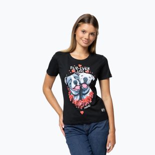Maglietta Pitbull Fur Ever Love donna nero