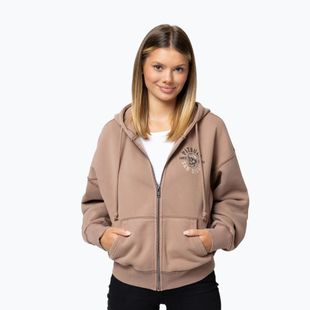 Felpa donna Pitbull Skull Surf Hooded Zip chocolate mousse