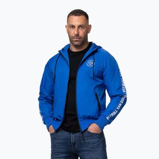 Giacca uomo Pitbull Athletic Tape Nylon Hooded electric blue