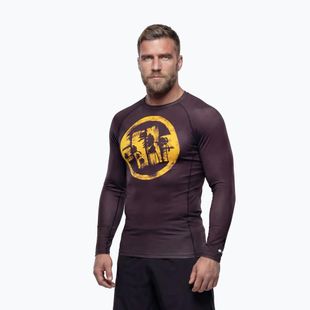 Rashguard a maniche lunghe da uomo Pitbull Rashguard Logo Palms brown