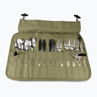 Set di posate OFFLANDER Camping Cutlery Set with Case green