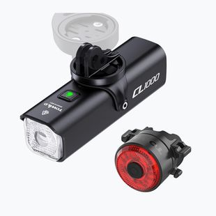 Set di luci per bicicletta TOWILD CL1000 + TL03 nero