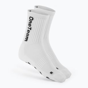 Calzettoni da calcio per bambini OneTeam Precision Grip non-slip 2-pack white
