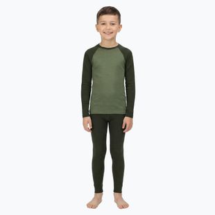Completo termico per bambini WOOLCANO Merino SET0982 khaki