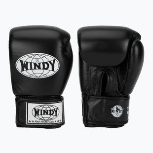 WINDY Guanti da boxe classici in vera pelle neri