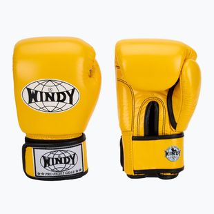 Guantoni da boxe classici in vera pelle gialli WINDY