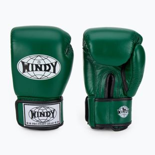 WINDY Guantoni da boxe classici in vera pelle verde