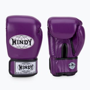 WINDY Guantoni da boxe classici in vera pelle viola