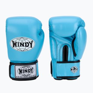 WINDY Guantoni da boxe classici in vera pelle blu cielo