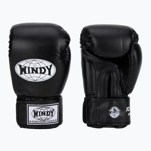 WINDY Guanti da boxe classici in pelle sintetica neri