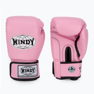 WINDY Guanti da boxe classici in pelle sintetica rosa