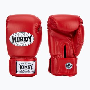 WINDY Guanti da boxe classici in pelle sintetica rossa