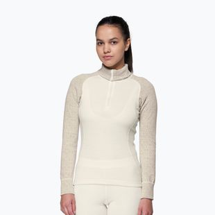 Felpa termica donna Devold Duo Active Merino 205 Zip Neck raw white